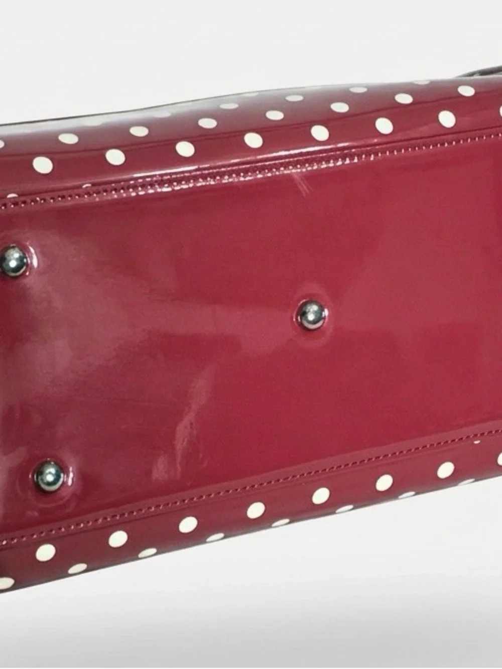 Stadium approved CLEAR bag orig. tags dustbag charm incl. maroon white polkadot